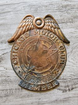 Vintage Chicago Motor Club Honor Member Large Automobile Radiator Badge