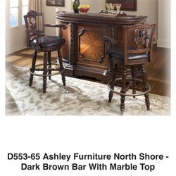 Ashley Furniture Bar Dark Brown With Marble Top