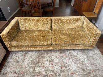 1970s Mid Century Milo Baughman Couch Sofa Original Varón Upholstery African Inspired