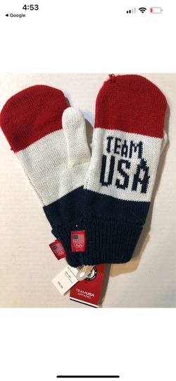 Team USA Apparel Knit Mittens Men's One Size Red White Blue Olympic Polyester
