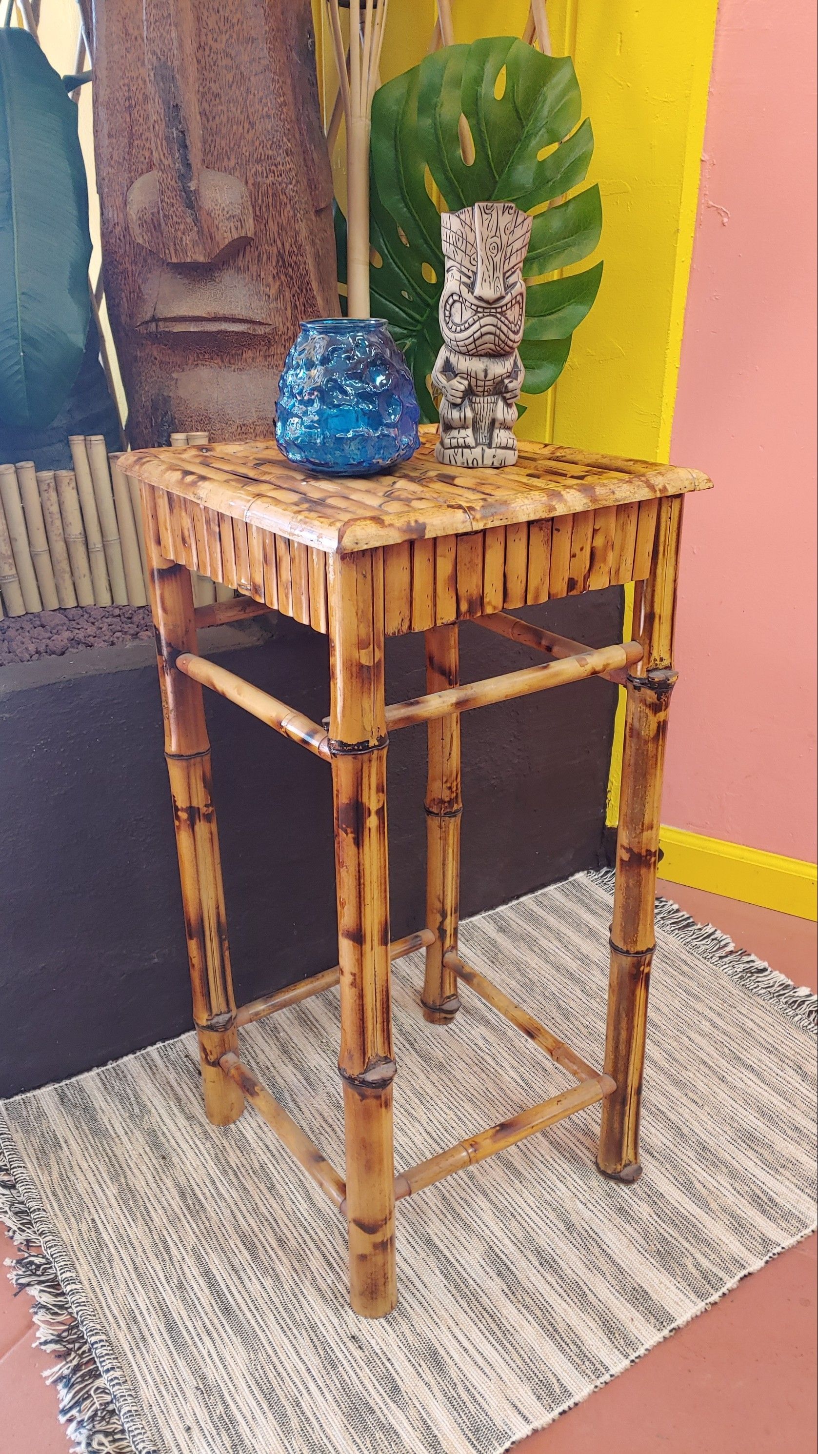 Boho Tiki Bamboo Side Table