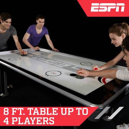 ESPN 8 ft. Silver Streak Air Powered Hockey Table, Includes 4 pushers