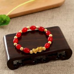 NEW Feng Shui Golden Pixiu Beads Bracelet Attract Wealth Bangle Lucky