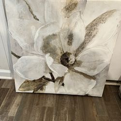Wall Art Neutral Floral Gold 26x26