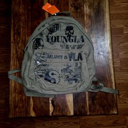 YoungLA Olive And Black Canvas Backpack 