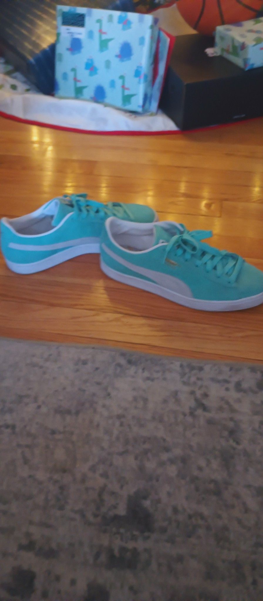 Puma Suede Teal Vintage Lace Up Mens Sneakers