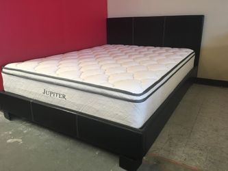 Brand new pillow top mattress and platform bed frame