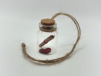 Handmade car pendant bottle with heart & message inside