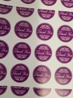 Purple thank you stickers 200