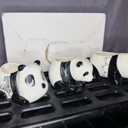 Panda Planters Pots! Brand New In Box! Set Of 3