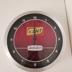 Kent Feeds Sign 10" Round Wall Clock Red With Silver Border Plastic Animal