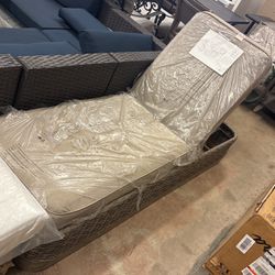  (New) Home Decorators Collection Avondale Wicker Outdoor Chaise Lounge with Sunbrella Cast Ash Cushions. On Sale!