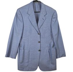 Ermenegildo Zegna Sport Coat 40C Houndstooth 15 Milmil 15 Wool Blue Blazer Italy