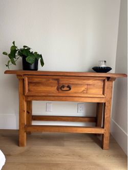 Rustic Solid Wood Console Table/Desk with Drawer