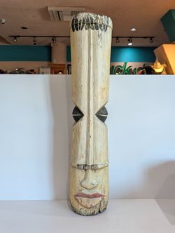 Hand Carved Wooden Tribal Mask Wall Decor Primitive Tiki Folk Art Sculpture