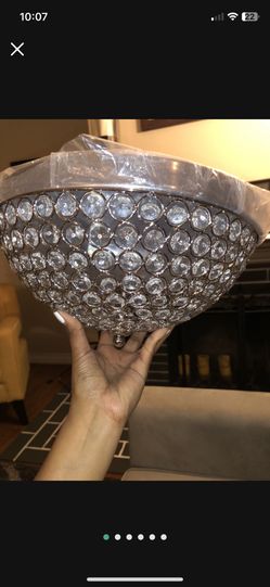 Silver With Crystals Light Fixture 3 Bulbs
