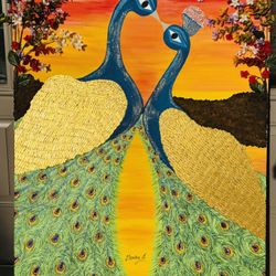 Hand Painted: Peacock Art Work 