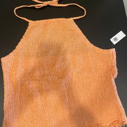 NWT Sleeveless Smocked Halter Crop Top - XL