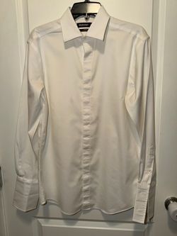 Murano Stretch Fit white dress shirt size 15½ 33 convertible French-style buttoned cuffs