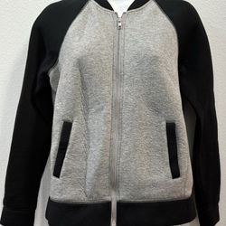 womens J Crew gray + black varsity bomber jacket / coat - sz 2