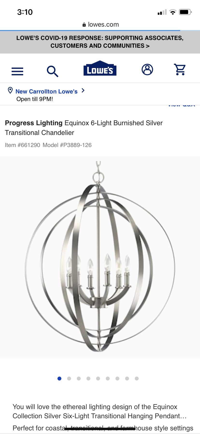 Equinox silver chandelier