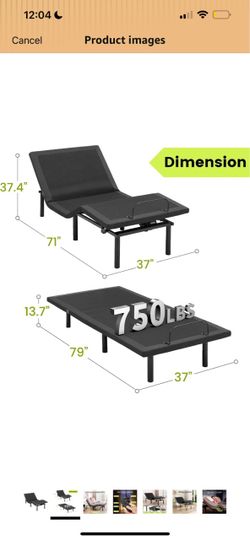 Adjustable Sturdy Bed Frame Twin XL, Ergonomic Independent Head/Foot Lift, 3Min Tool-Free Assembly, Bedside USB/Type-C, Nightlight Remote Control, Qui
