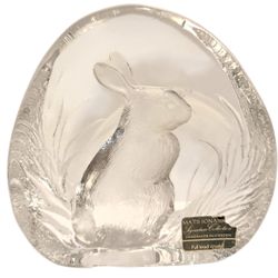 Mats Jonasson Rabbit Paperweight Signature Collection Clear Crystal Signed