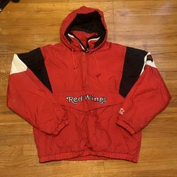 Vintage Starter Detroit Red Wings Pullover Jacket Size Large 