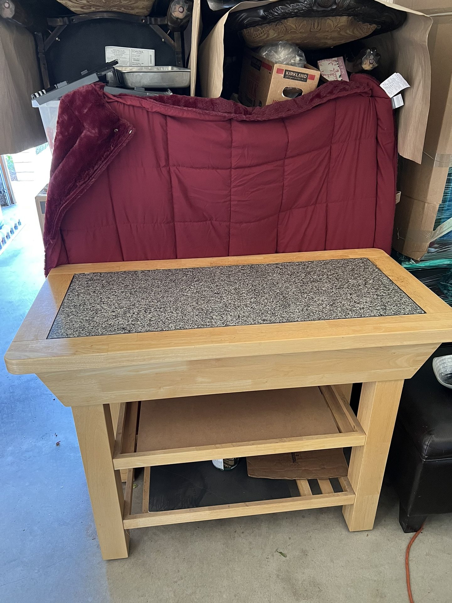 Solid Wood Table with Granite Top