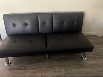 Black Faux Leather Futon Sofa Bed