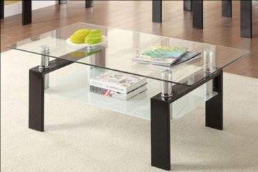 Industrial glass coffee table