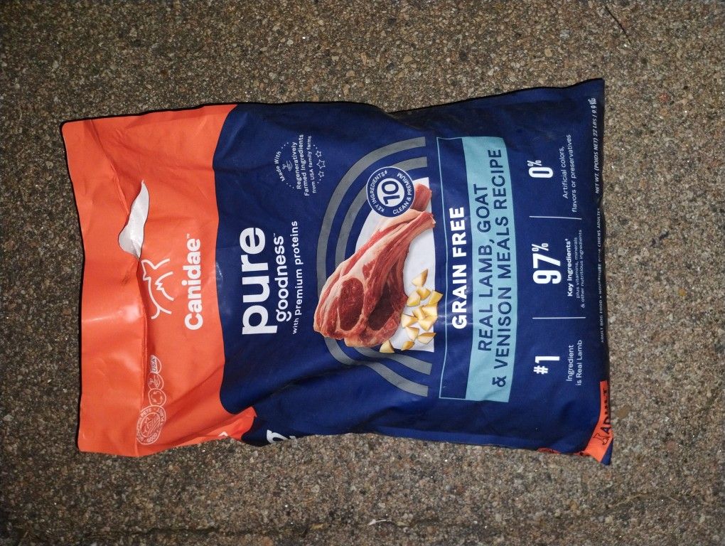 22lbs Grain Free Canidae Pure Limited Ingredient Premium Adult Dry Dog Food, Real Lamb, Goat & Venison Meals Recipe