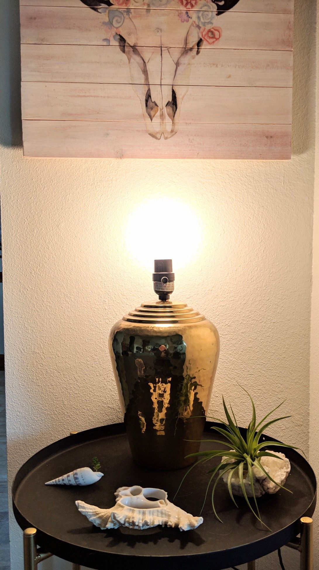 Vintage Hammered Brass Lamp