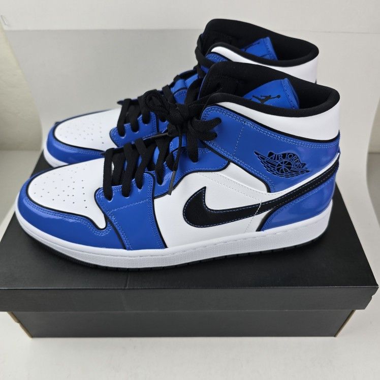( SZ 12 ) BRAND NEW Air Jordan 1 Mid SE Signal Blue / AUTHENTICITY CERTIFICATE IN PICTURES