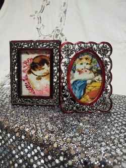 Pretty Ruby Red Jewel pewter Framed 