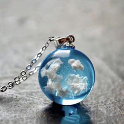 ☁️New! Blue Sky White Cloud Beauty of Life Necklace with Choker