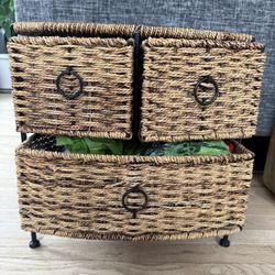 Wicker Storage Side Table 