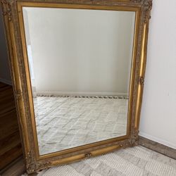 Large Vintage Gold Mirror w/ Bevel
