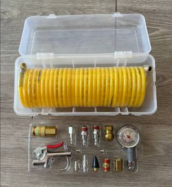 Husky 15-Piece 25 Ft Recoil Nylon Air Hose Kit w/ Gauge & Blow Gun 100(contact info removed)