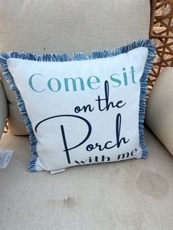 Come Sit on the Porch With Me Throw Pillow