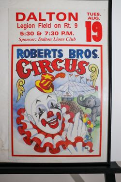 FRAMED Vintage 1997 Roberts Bros Circus Poster Clown Dalton MA 14x22 Signed