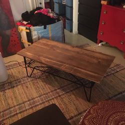 Industrial  Metal And Wood Coffee Table 