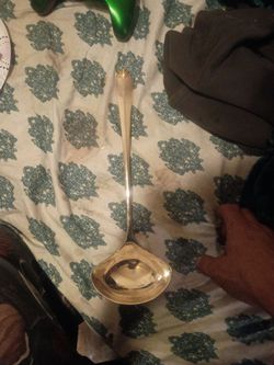 Silver-Tone Soup Ladle with Gold Accent