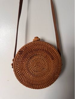Hand woven straw bag
