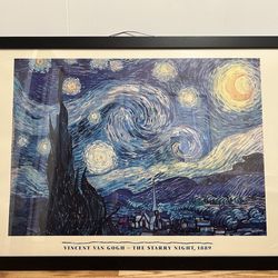 The Starry Night Vincent Van Gogh Painting - Framed Art Print Ready To Hang 38x27 inches