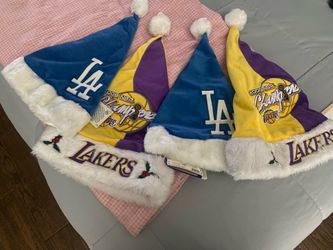 Los Angeles Dodgers and Lakers Santa Hats