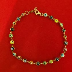 10kt Gold Evil Eye Bracelet 