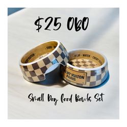 Brand New ChewyVuitton Pet Food bowl Set