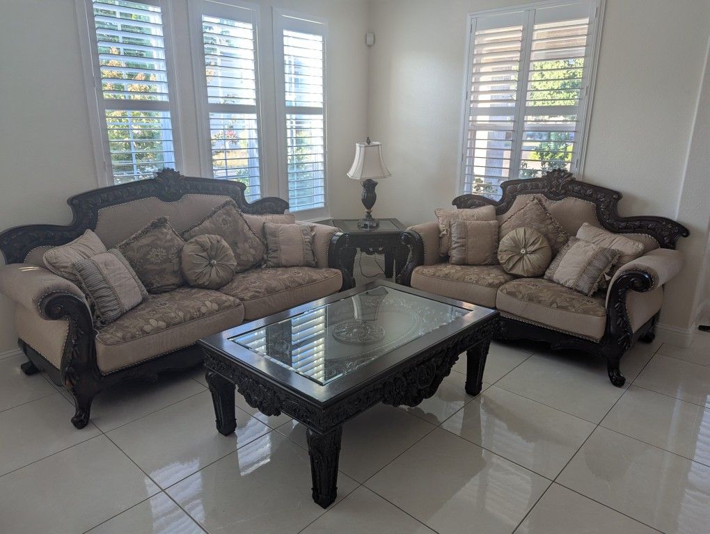 Living room set with sofa and loveseat