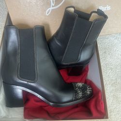 Christian Louboutin Studded boots booties leather Black Size 9 US /39EU